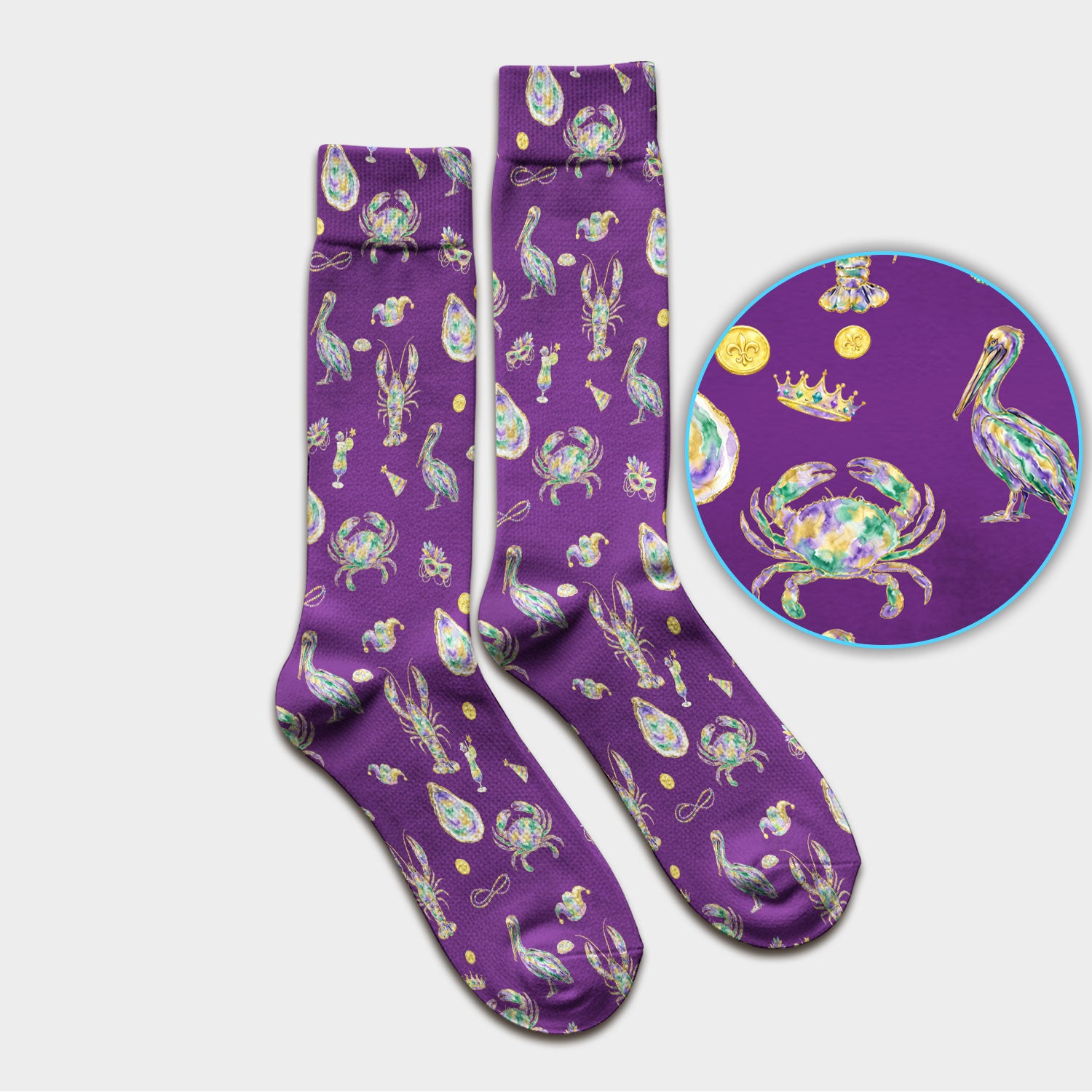 Mardi Gras Seafood Nurse Scrub Socks, Comfortable Uniform Scrubs For Nursing