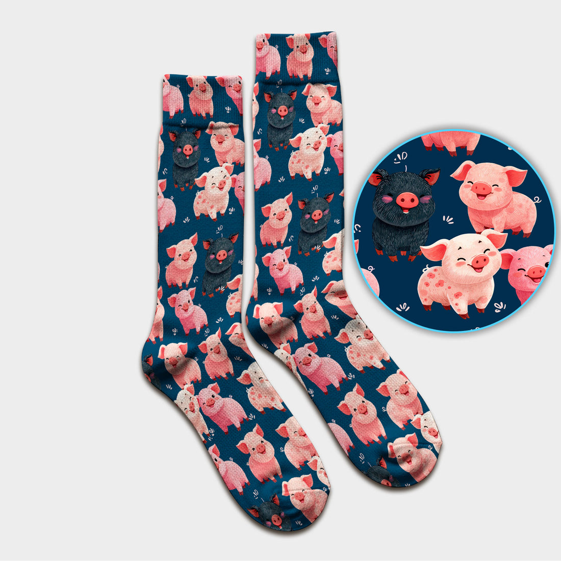 Funny Farm Pig Cartoon Pattern Socks, Breathable Fabrics Medical Uniform