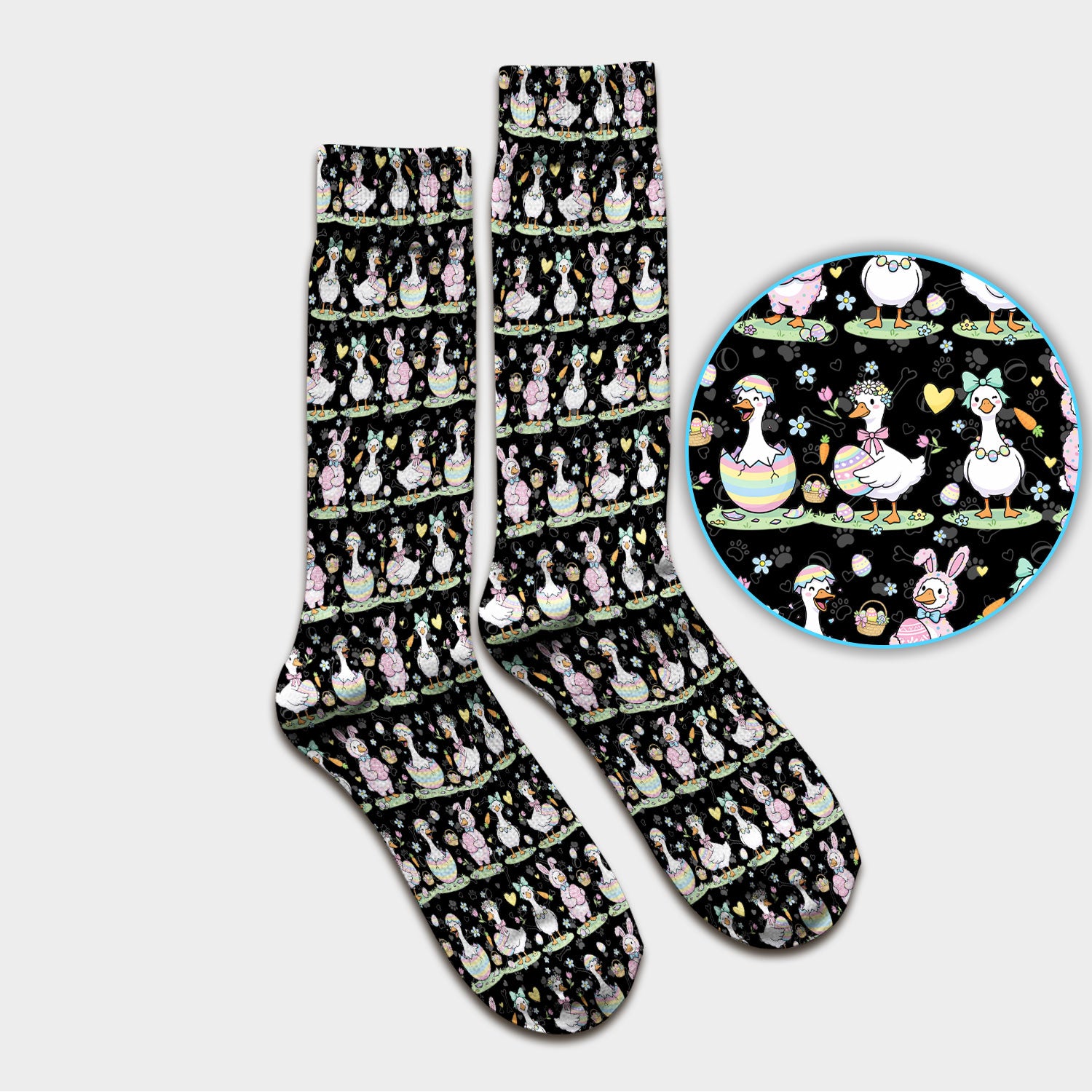 Easter Goose Bunny Egg Print Socks, Breathable Fabrics Medical Uniform
