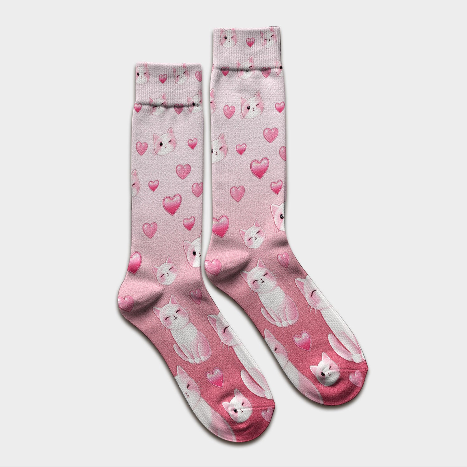 Valentine Cat Scrub Socks, Cute Heart Pattern Nurse Sock, Comfortable Scrubs For Nursing