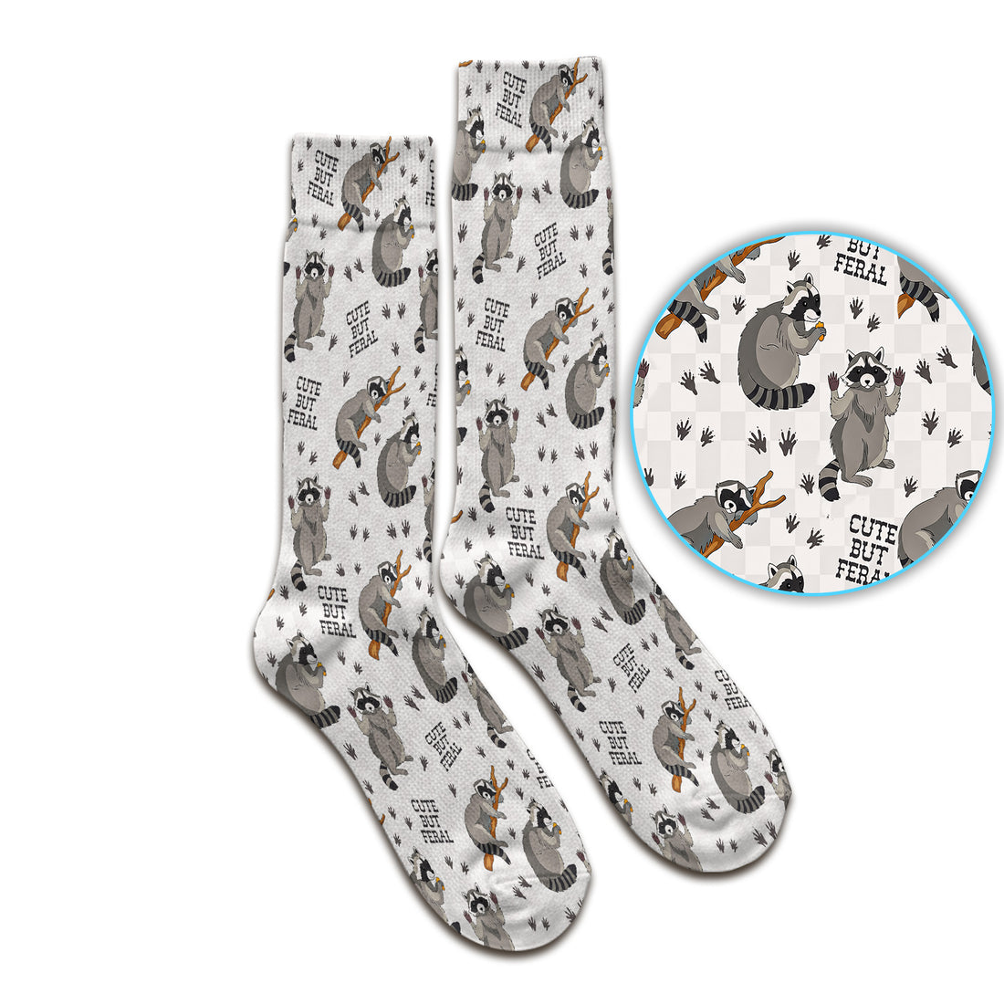 Funny Feral Raccoon Pattern Socks, Adult Socks for Men and Women
