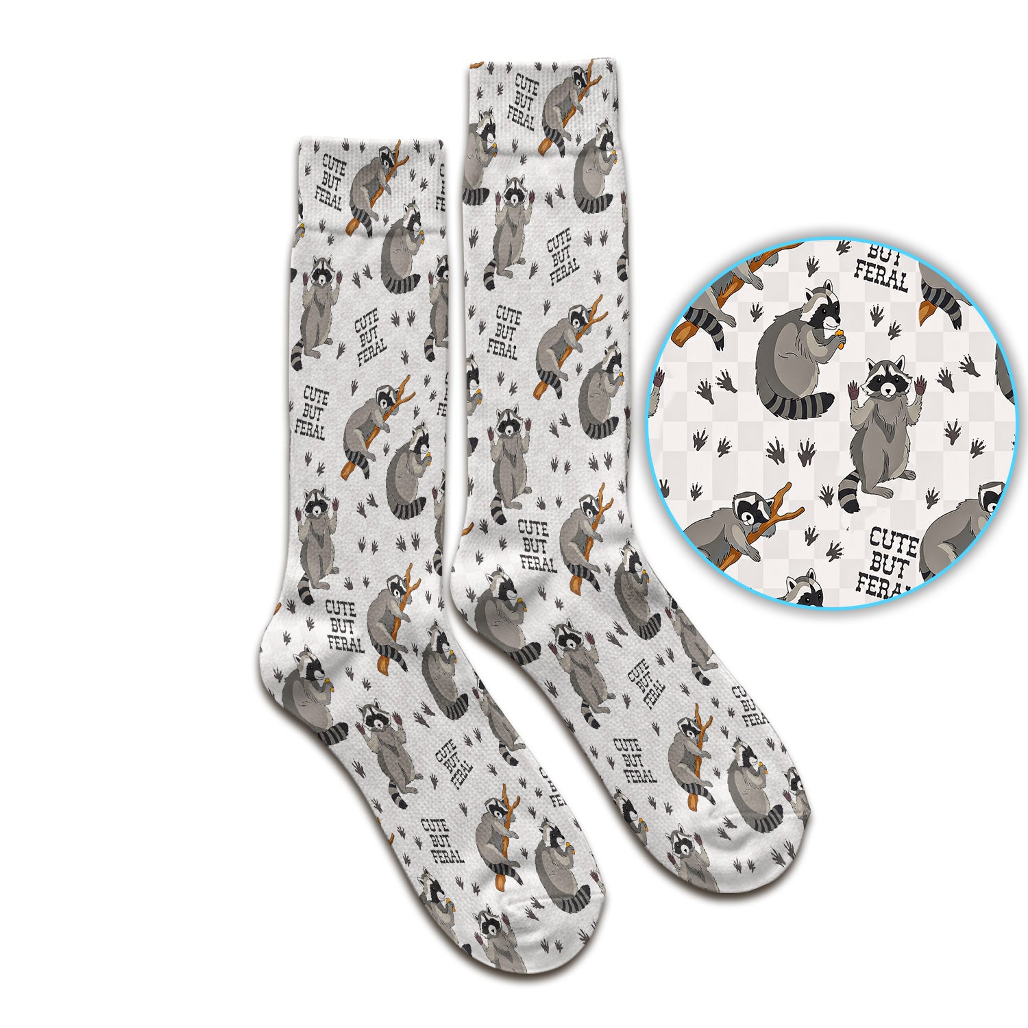 Funny Feral Raccoon Pattern Socks, Adult Socks for Men and Women