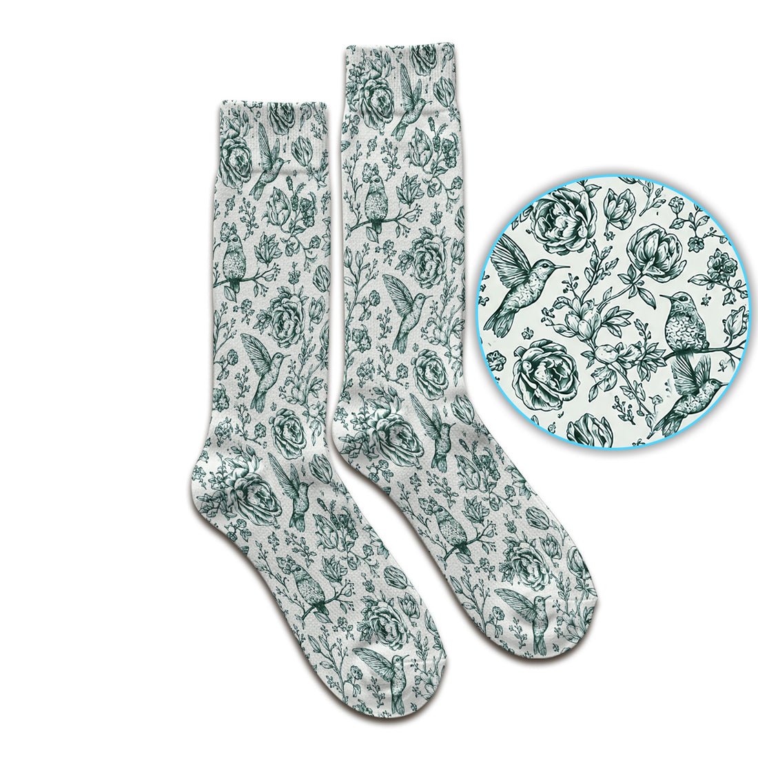 Vintage Hummingbird Pattern Socks, Adult Socks for Men and Women