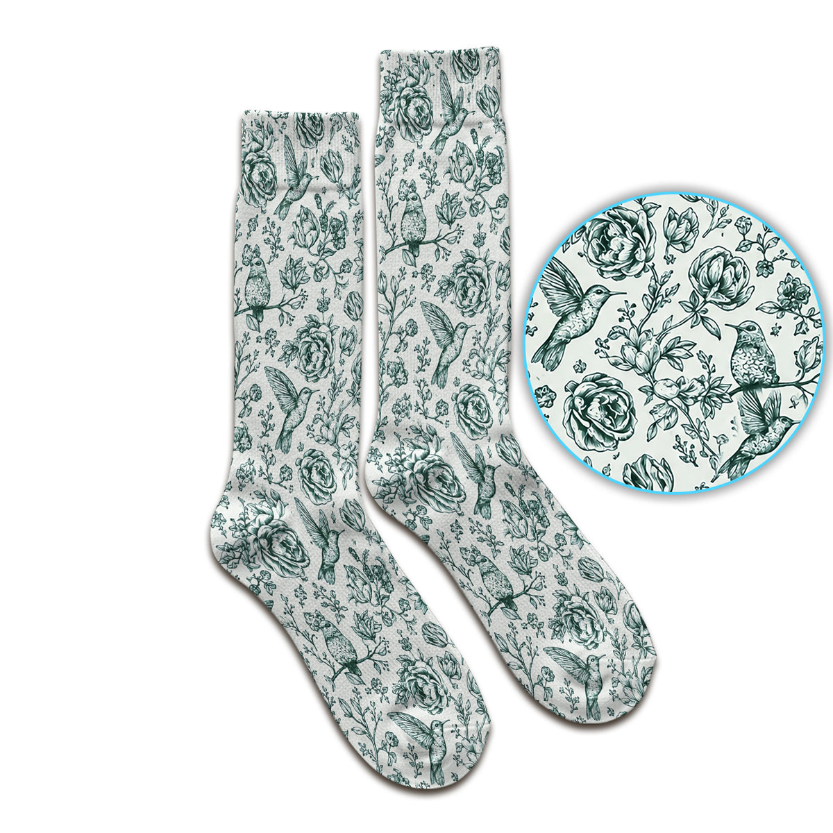 Vintage Hummingbird Pattern Socks, Adult Socks for Men and Women