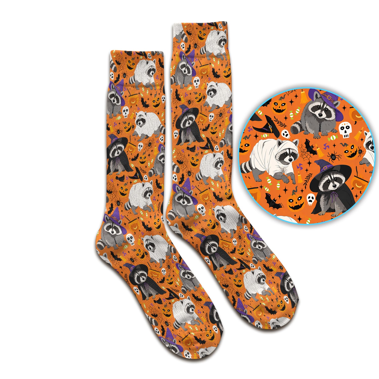 Cute Halloween Raccoon Costumes Print Socks, Adult Socks for Men and Women