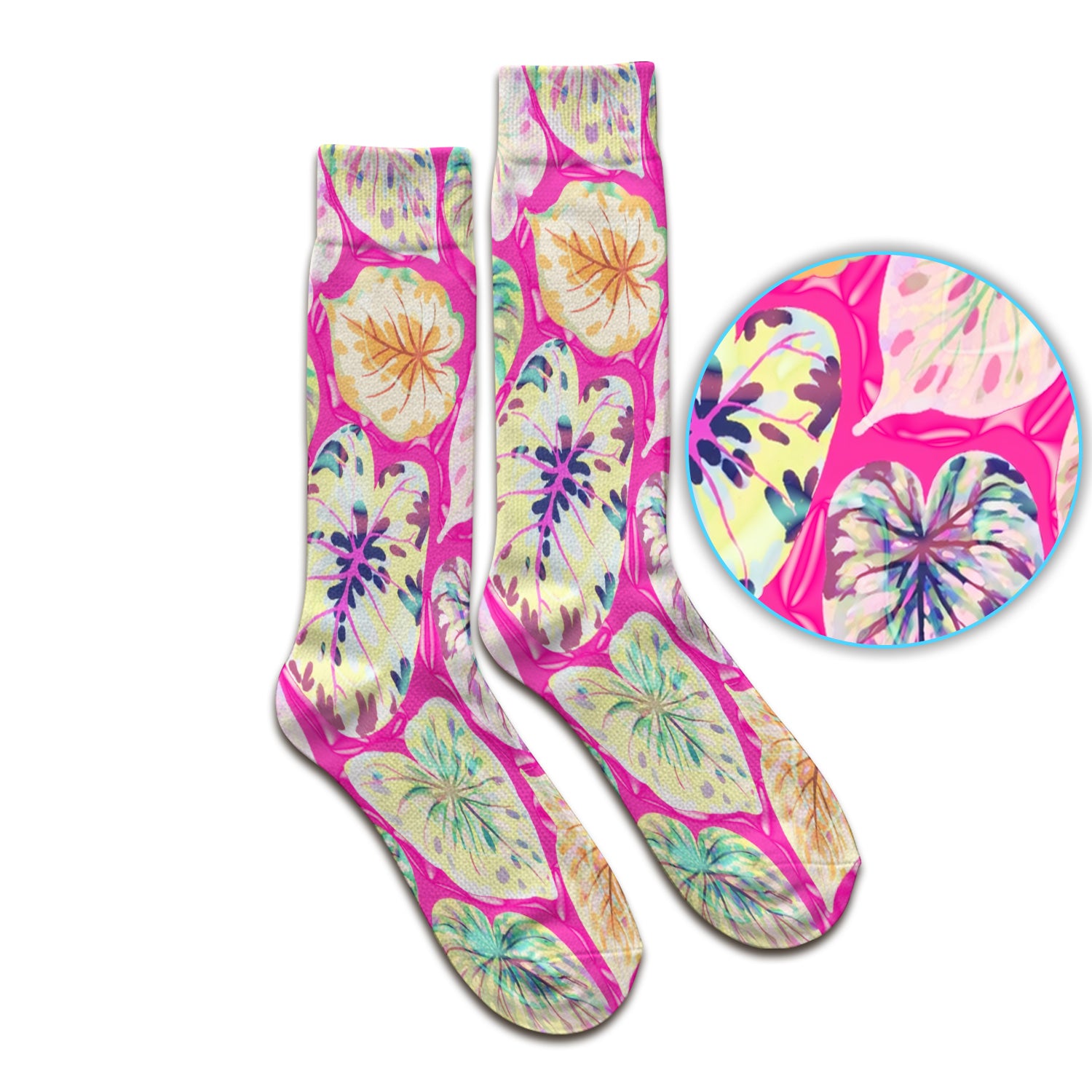 Tropical Colorful Shaped Leaf Nurse Pattern Socks, Adult Socks for Men and Women