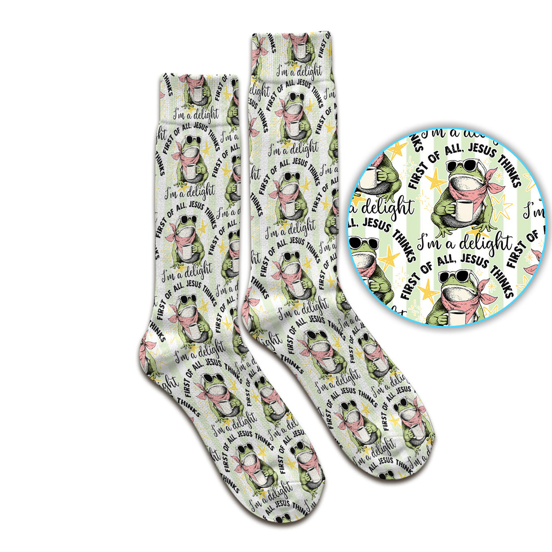 Funny Frog Coffee Quote Pattern Socks, Adult Socks for Men and Women