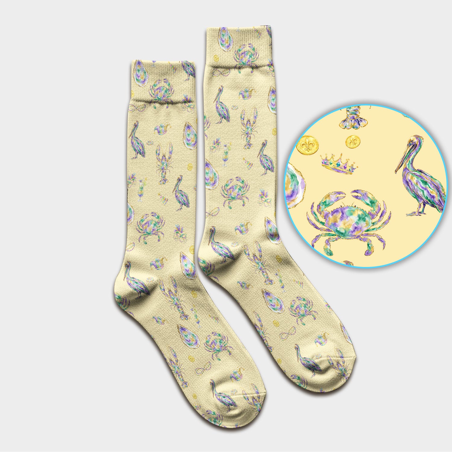 Mardi Gras Seafood Nurse Scrub Socks, Comfortable Uniform Scrubs For Nursing