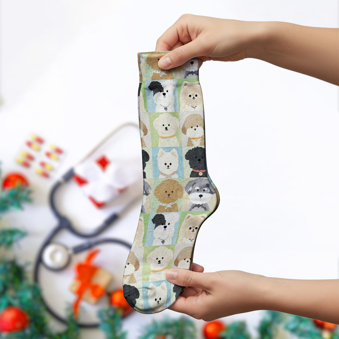 Adorable Different Dog Breeds Pattern Socks, Socks for Nurse Doctor