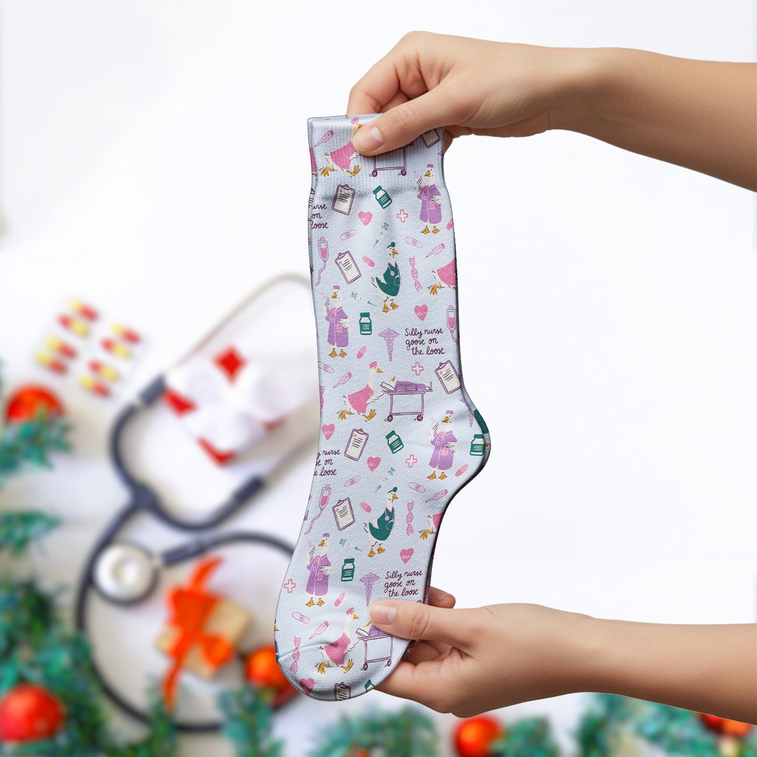 Goose Medical Humor Tools Pattern Socks, Adult Socks for Men and Women