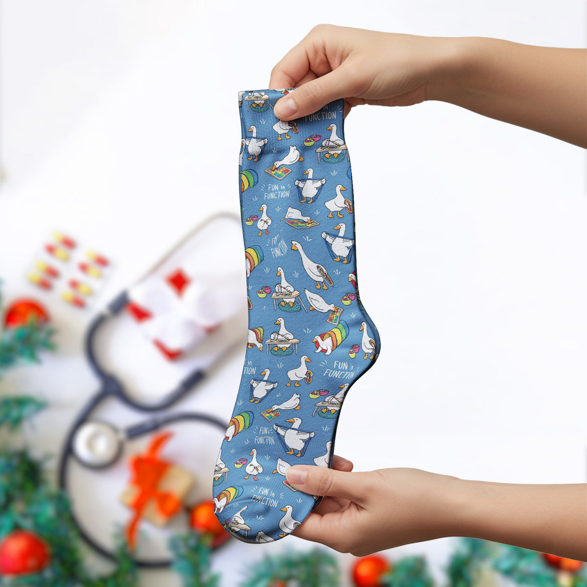 Niedliche Socken mit Erdbeer-Bienen-Gänseblümchen-Muster, Socken für Krankenschwestern und Ärzte
