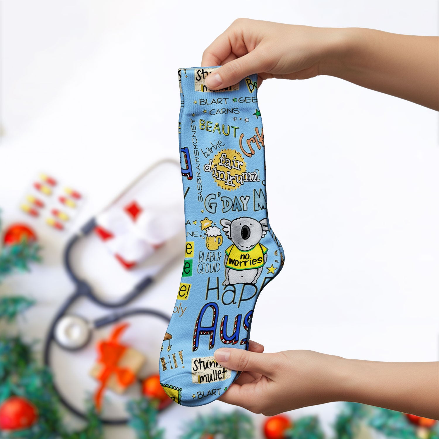 Cute Cartoon Koala Australia Pattern Medical Socks, Adult Socks for Men and Women
