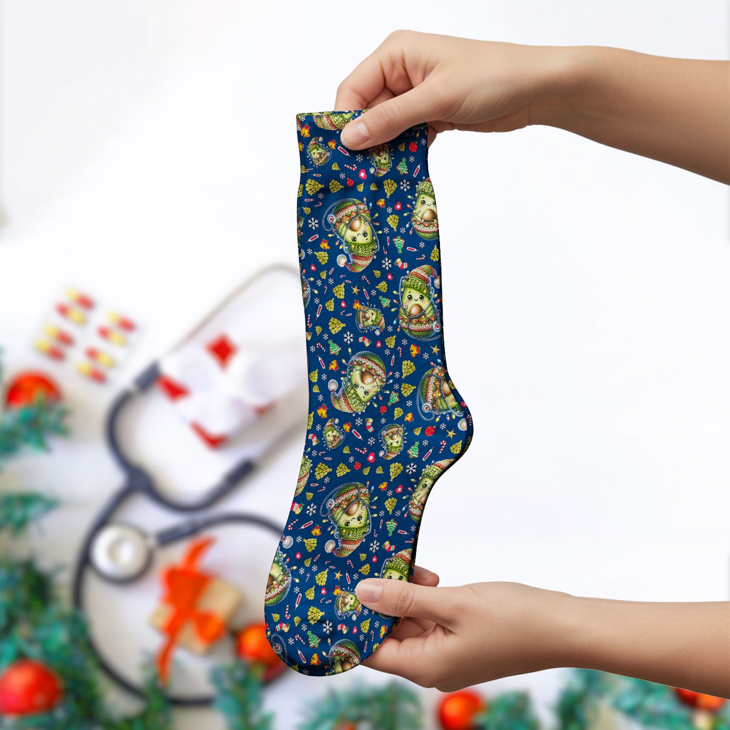 Avocado Lover Socks for Nurse Doctor - Funny Christmas Adult Socks for Men and Women - Medical Gift