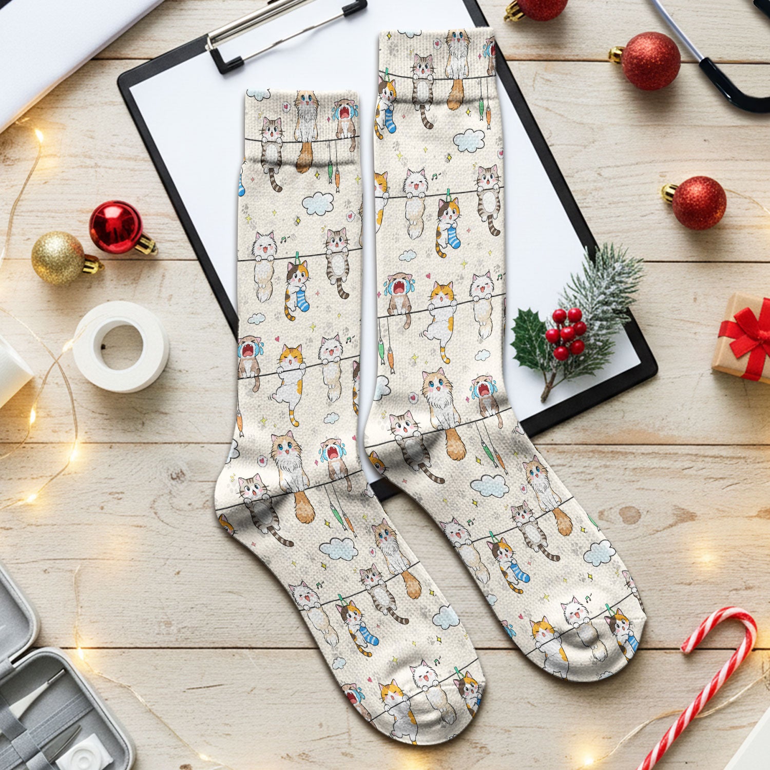 Funny Cats With Cute Expressions Pattern Socks, Adult Socks for Men and Women