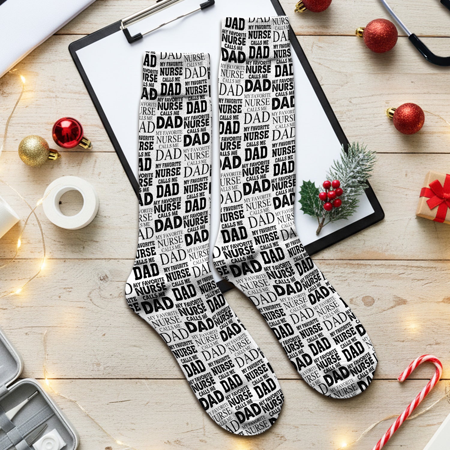 Favorite Nurse Calls Dad Pattern Socks, Breathable Fabrics Medical Uniform