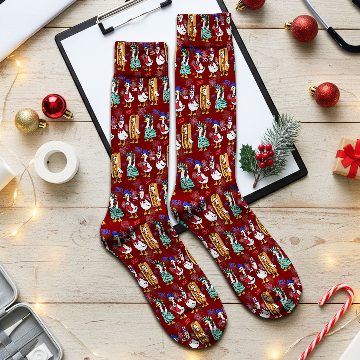 Patriotic Duck Independence Day Pattern Socks, Adult Socks for Men and Women