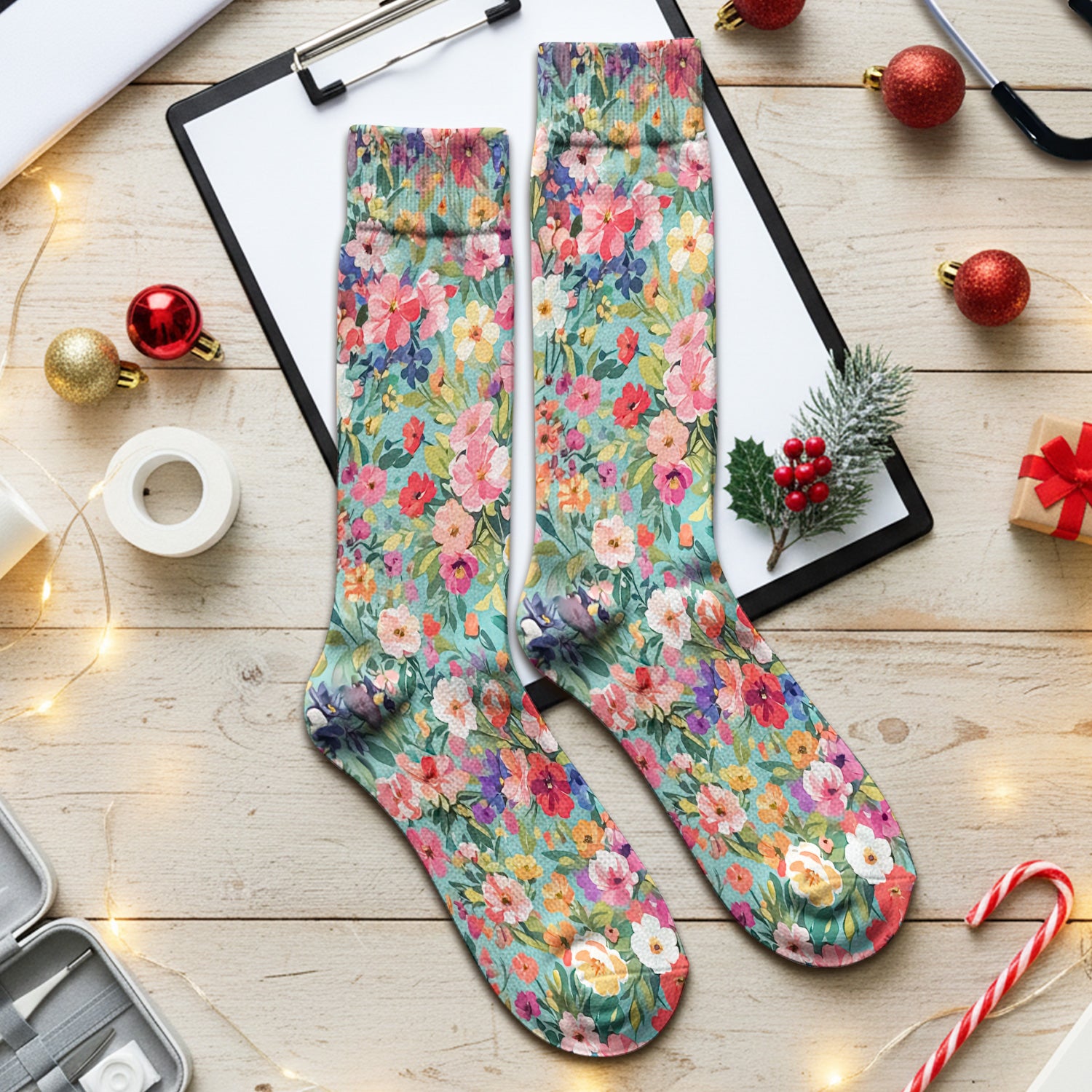 Colorful Wildflower Garden Bloom Socks, Adult Socks for Men and Women