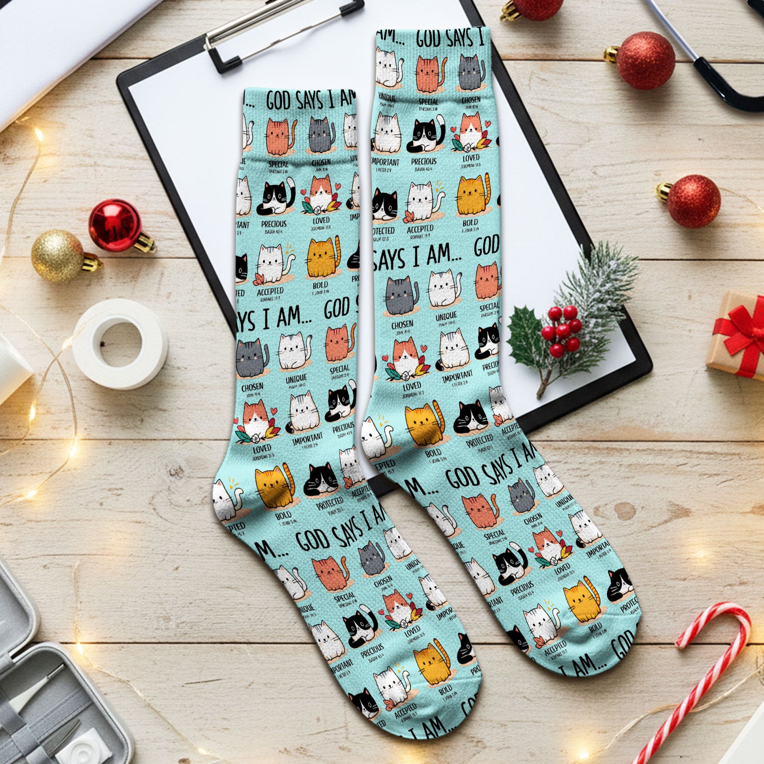 Cute Christian Cat God Says I Am Medical Socks, Breathable Fabrics Medical Uniform