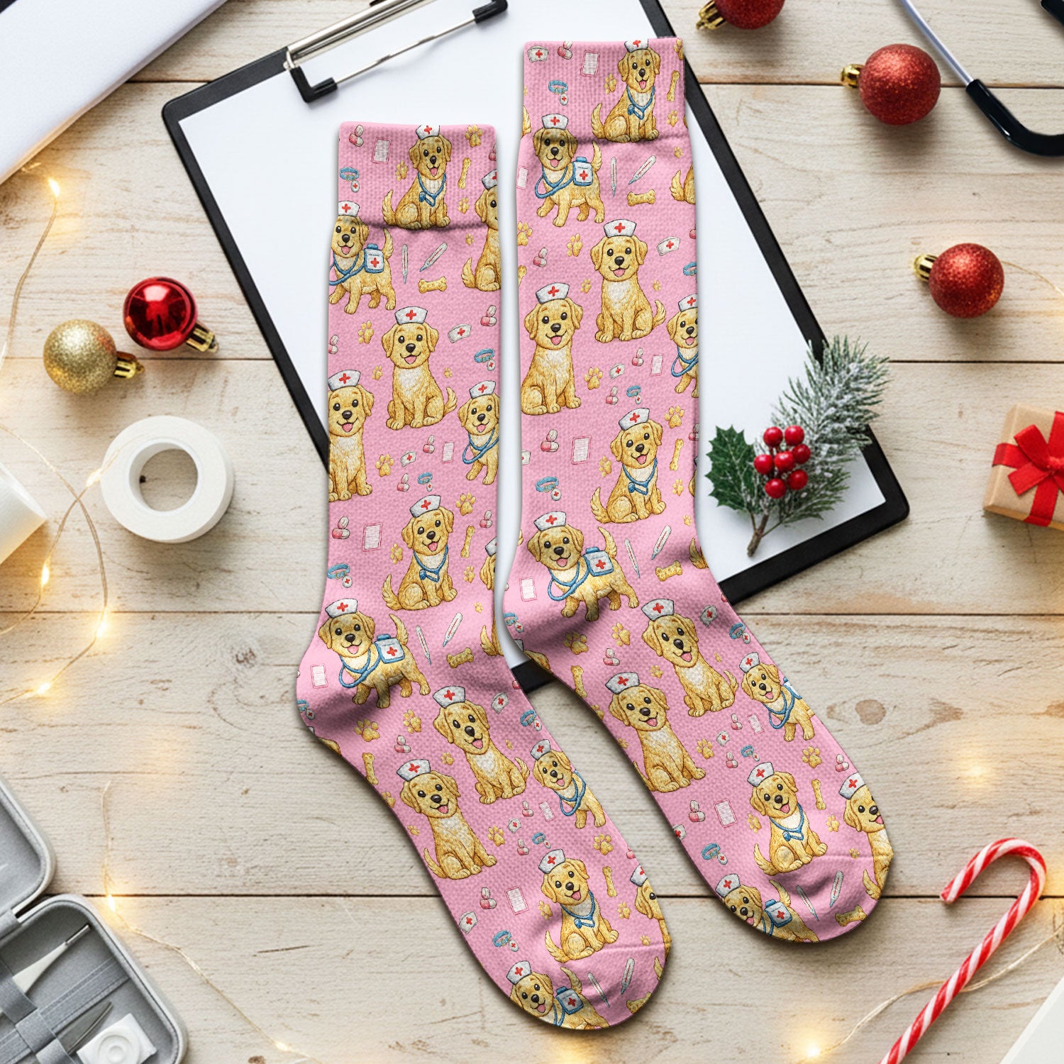 Cute Puppy Nurse Medical Print Medical Socks, Socks for Nurse Doctor