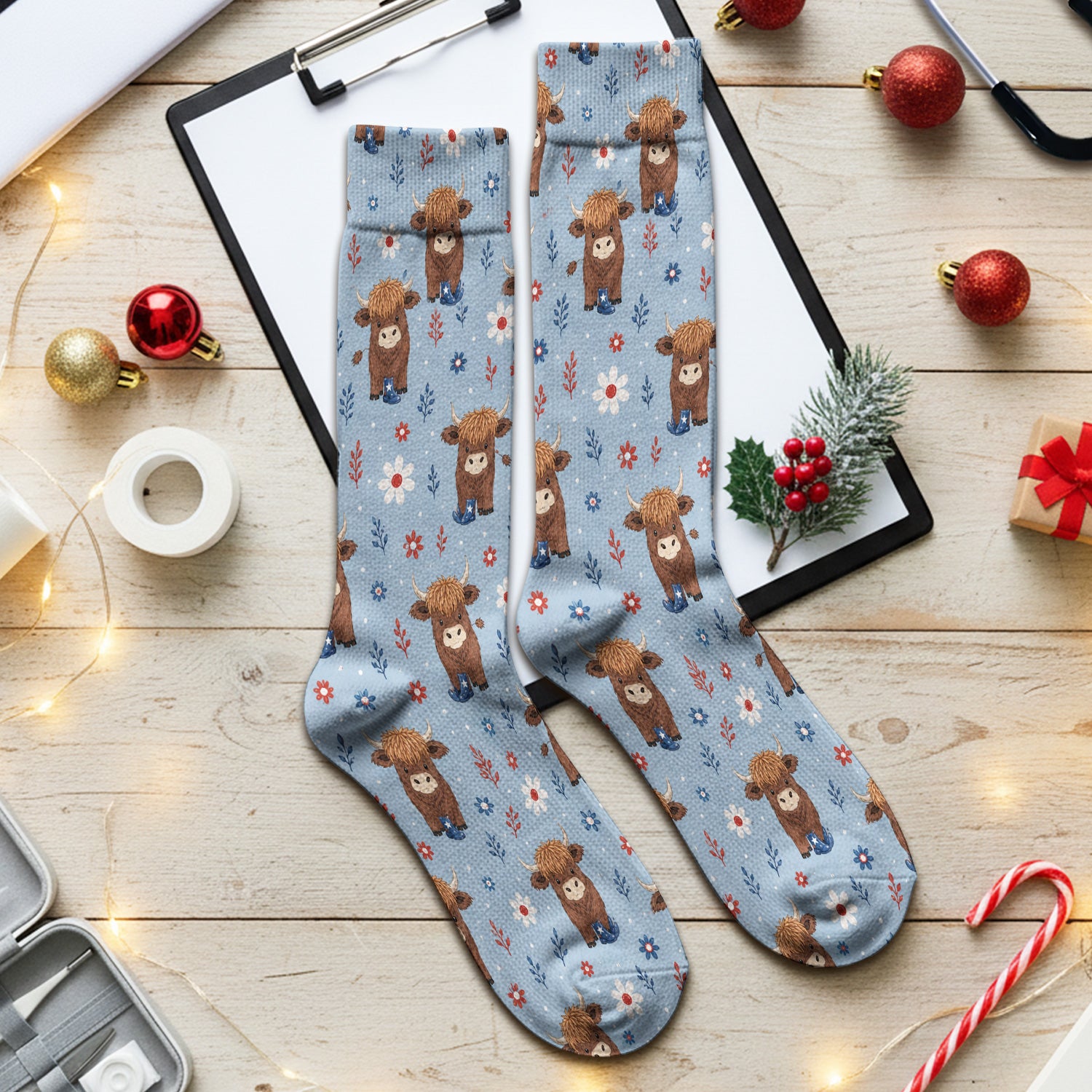 Floral Cowboy Boots Pattern Socks, Adult Socks for Men and Women