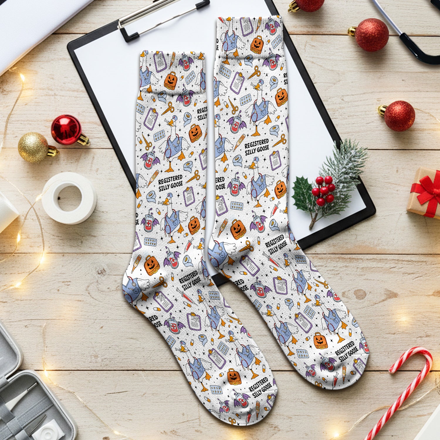 Funny Halloween Registered Silly Goose Socks, Adult Socks for Men and Women