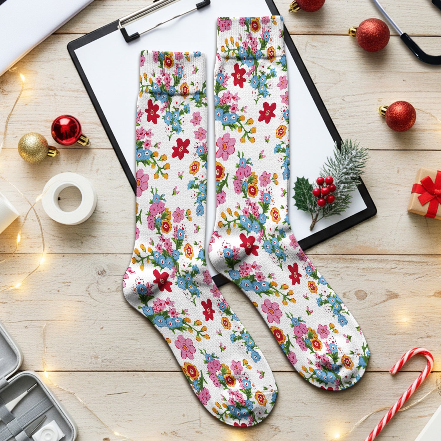 Charming Vintage Floral Bouquet Pattern Socks, Adult Socks for Men and Women