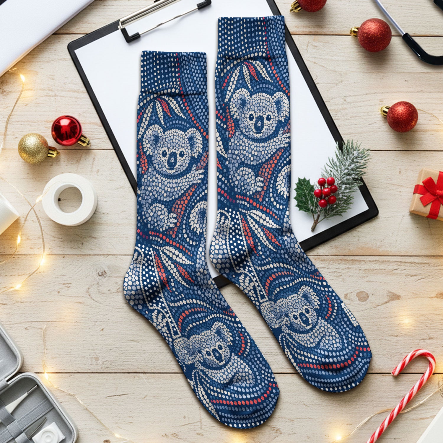 Koala Dot Art Medical Pattern Socks, Socks for Nurse Doctor