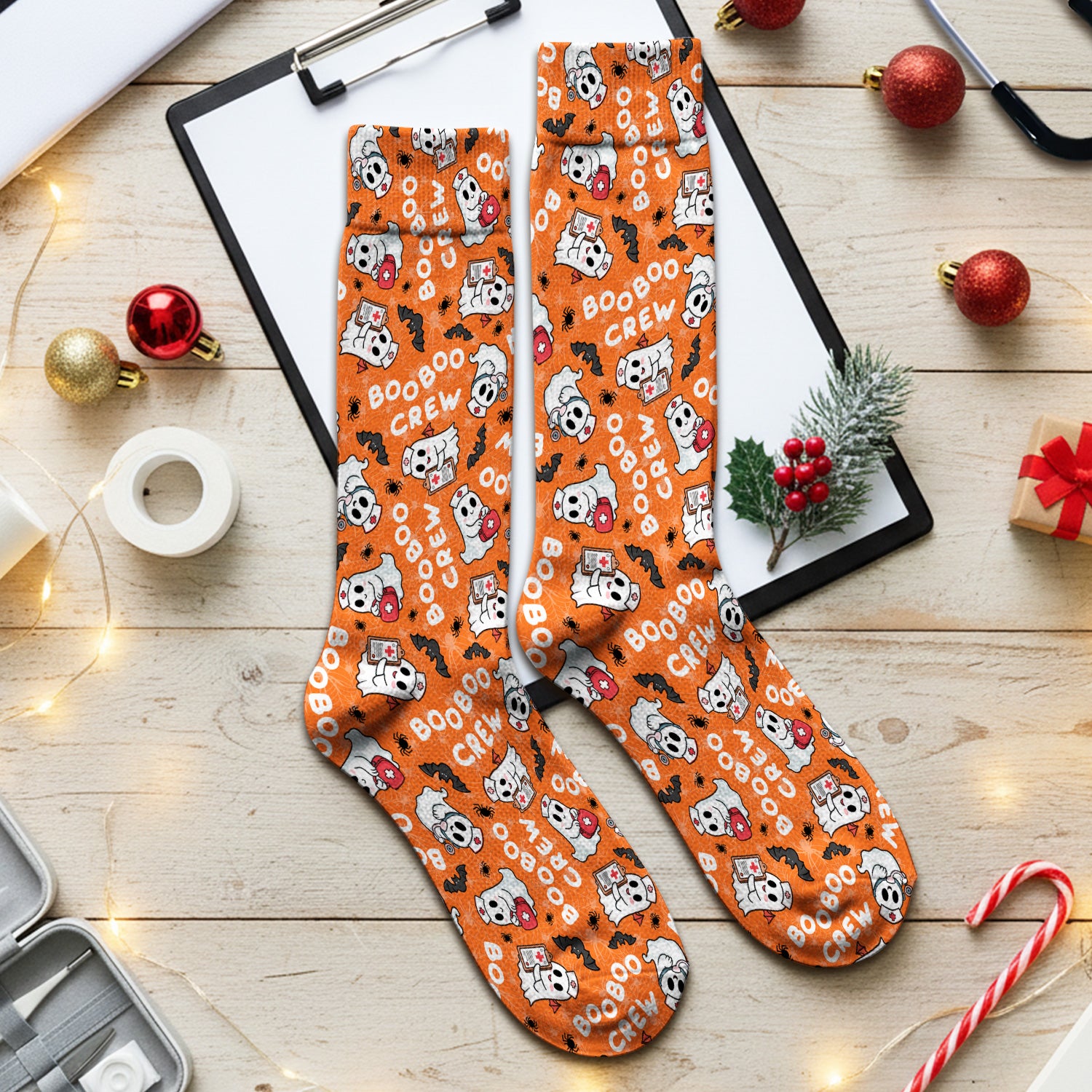 Cute Halloween Boo Boo Crew Ghost Socks, Adult Socks for Men and Women