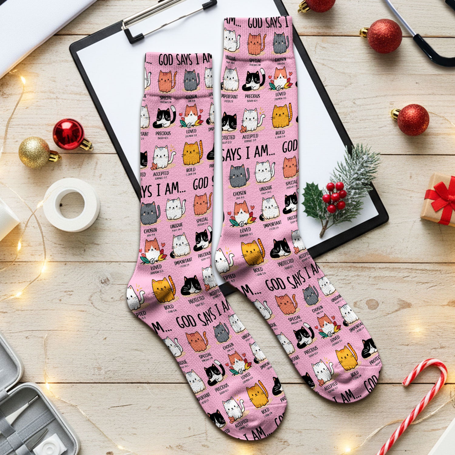 Cute Christian Cat God Says I Am Medical Socks, Breathable Fabrics Medical Uniform