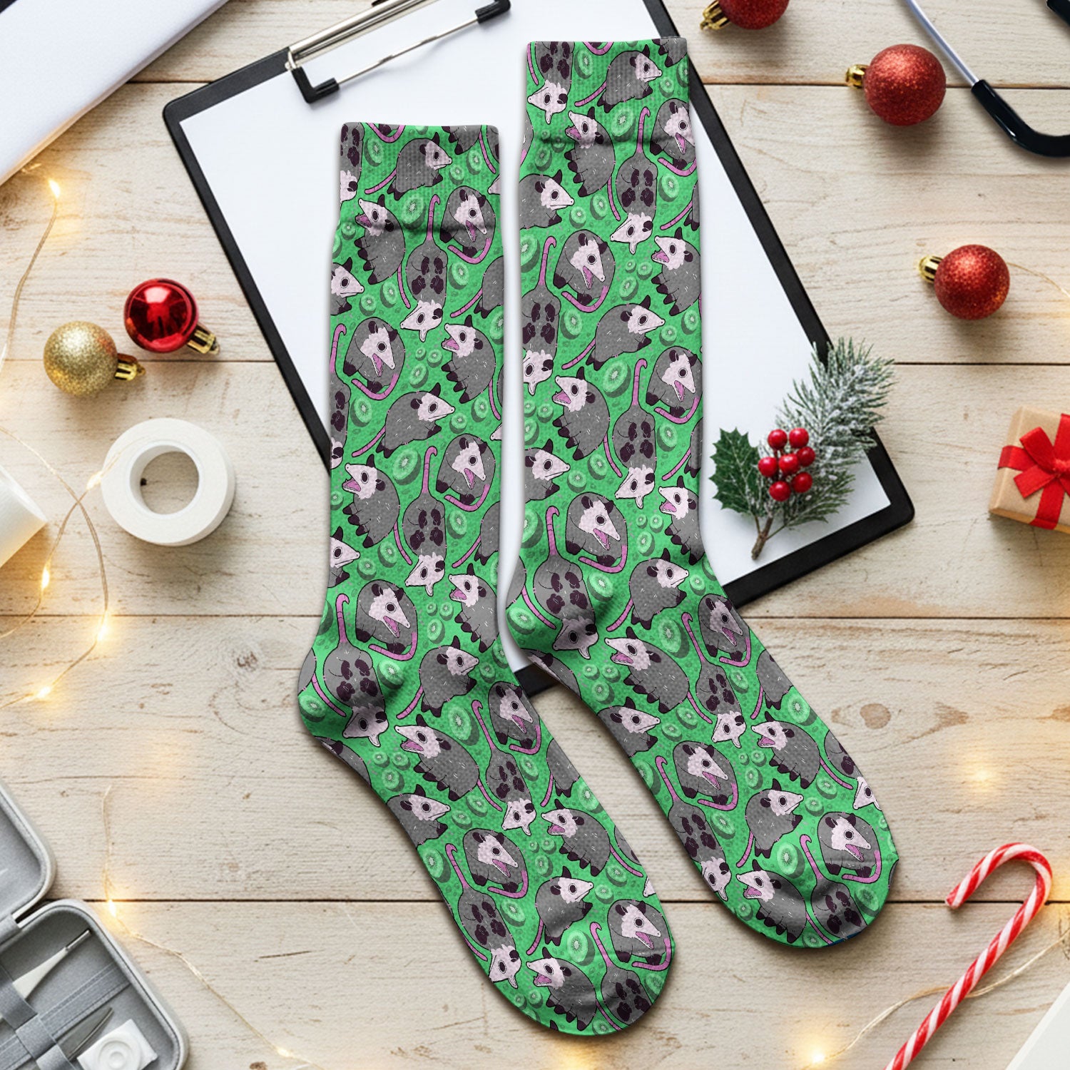 Funny Opossum Kiwi Pattern Socks, Adult Socks for Men and Women