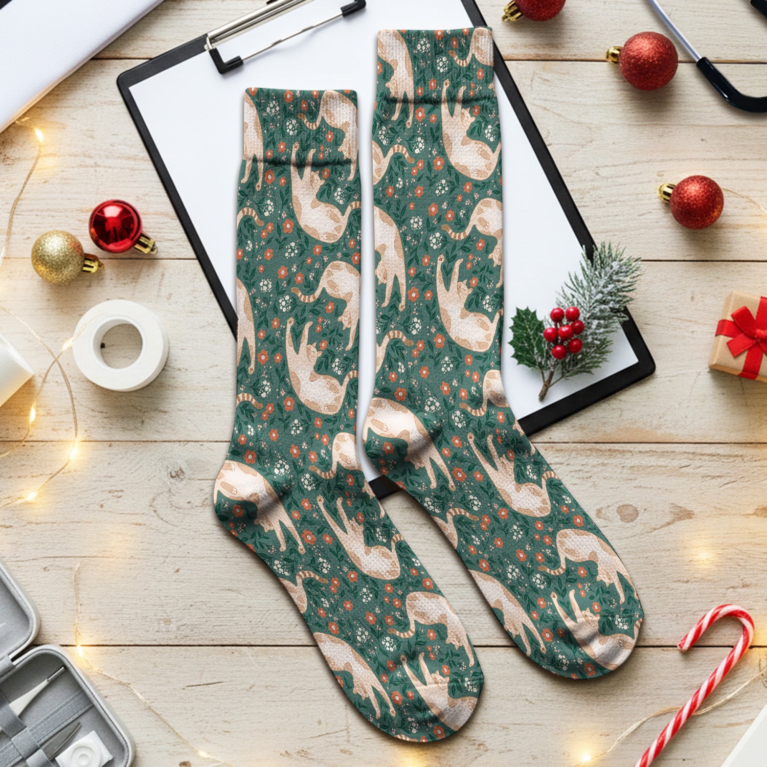 Glowing Blue Butterfly Garden Pattern Socks, Adult Socks for Men and Women