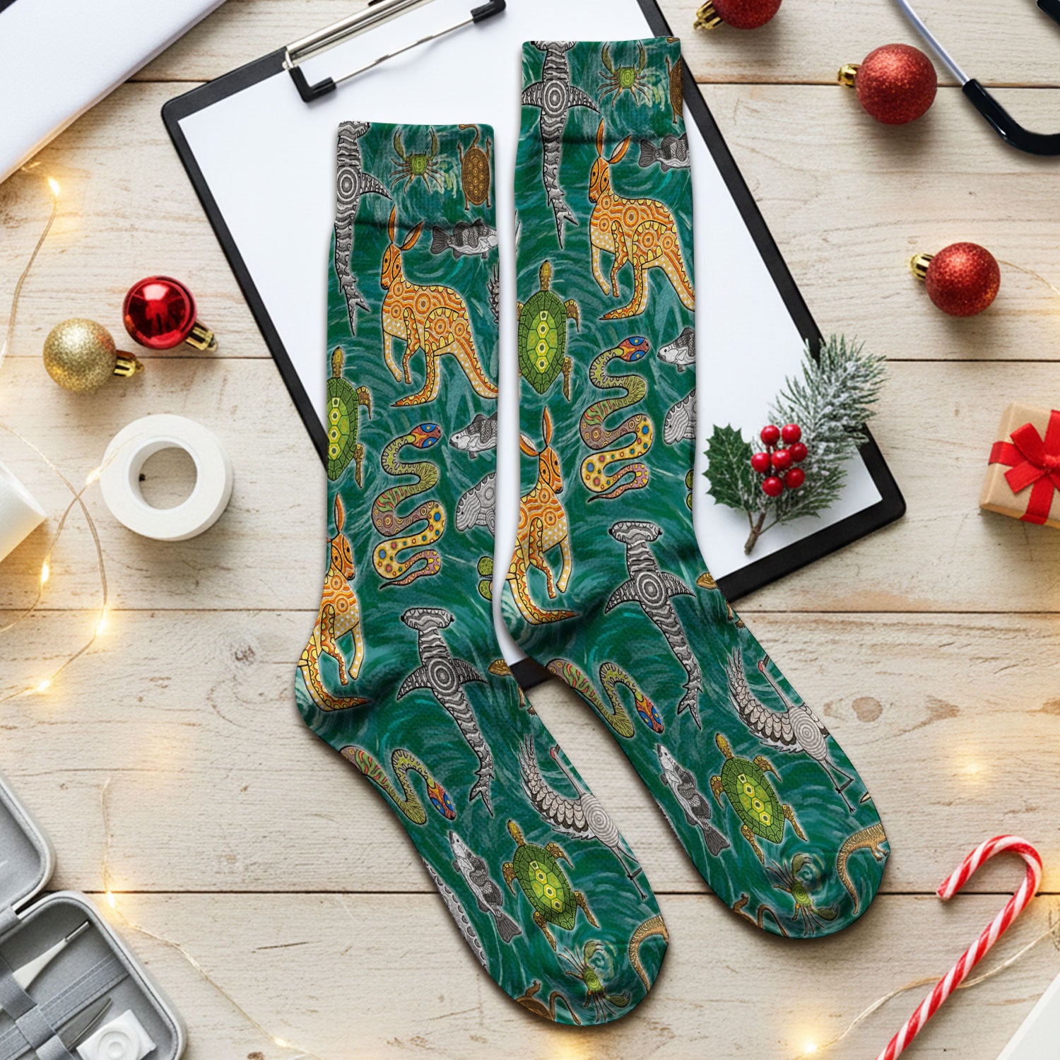 Crocodile Turtle Snake Animal Pattern Medical Socks, Nurse Doctor Uniform