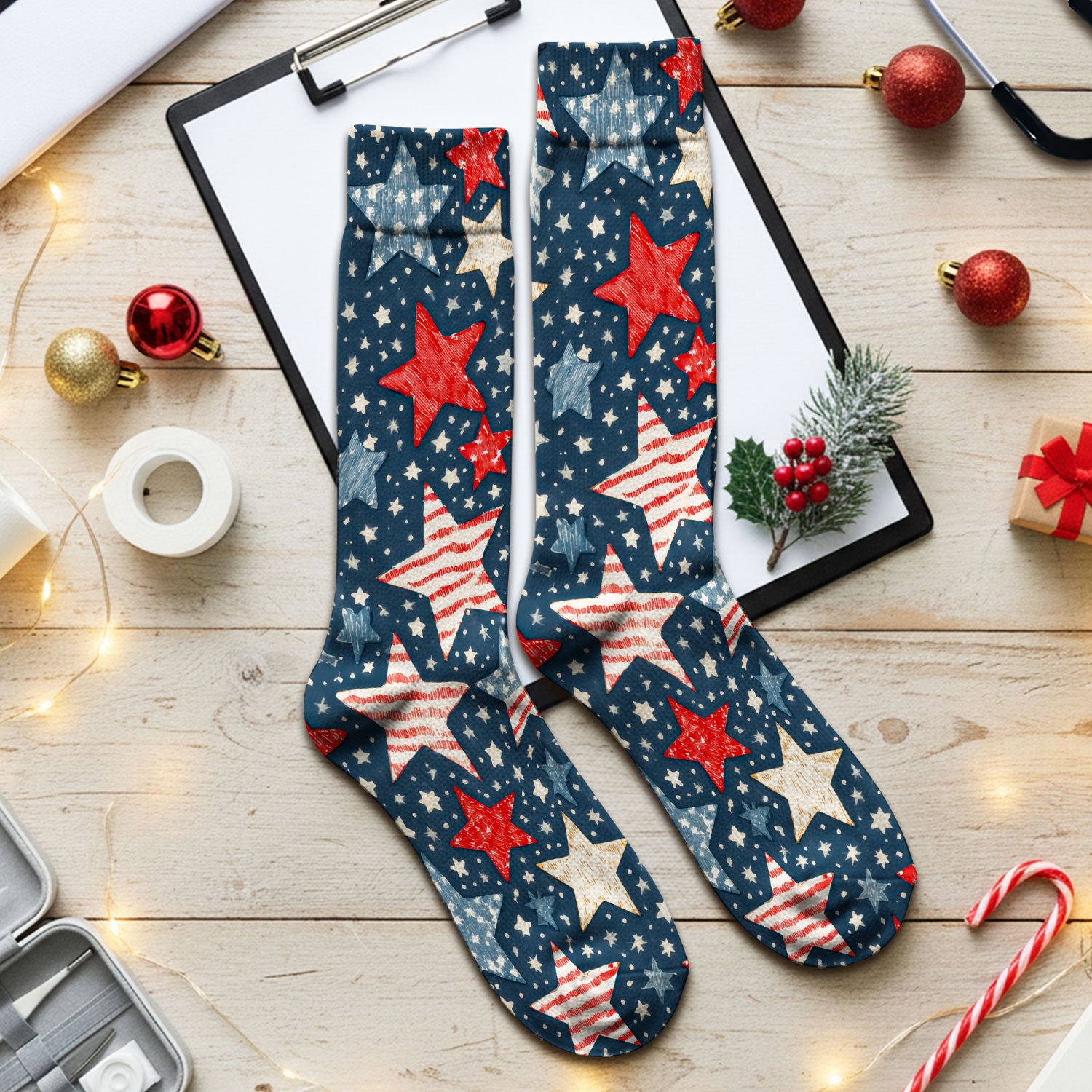 Patriotic Star Pattern Medical Socks, Adult Socks for Men and Women