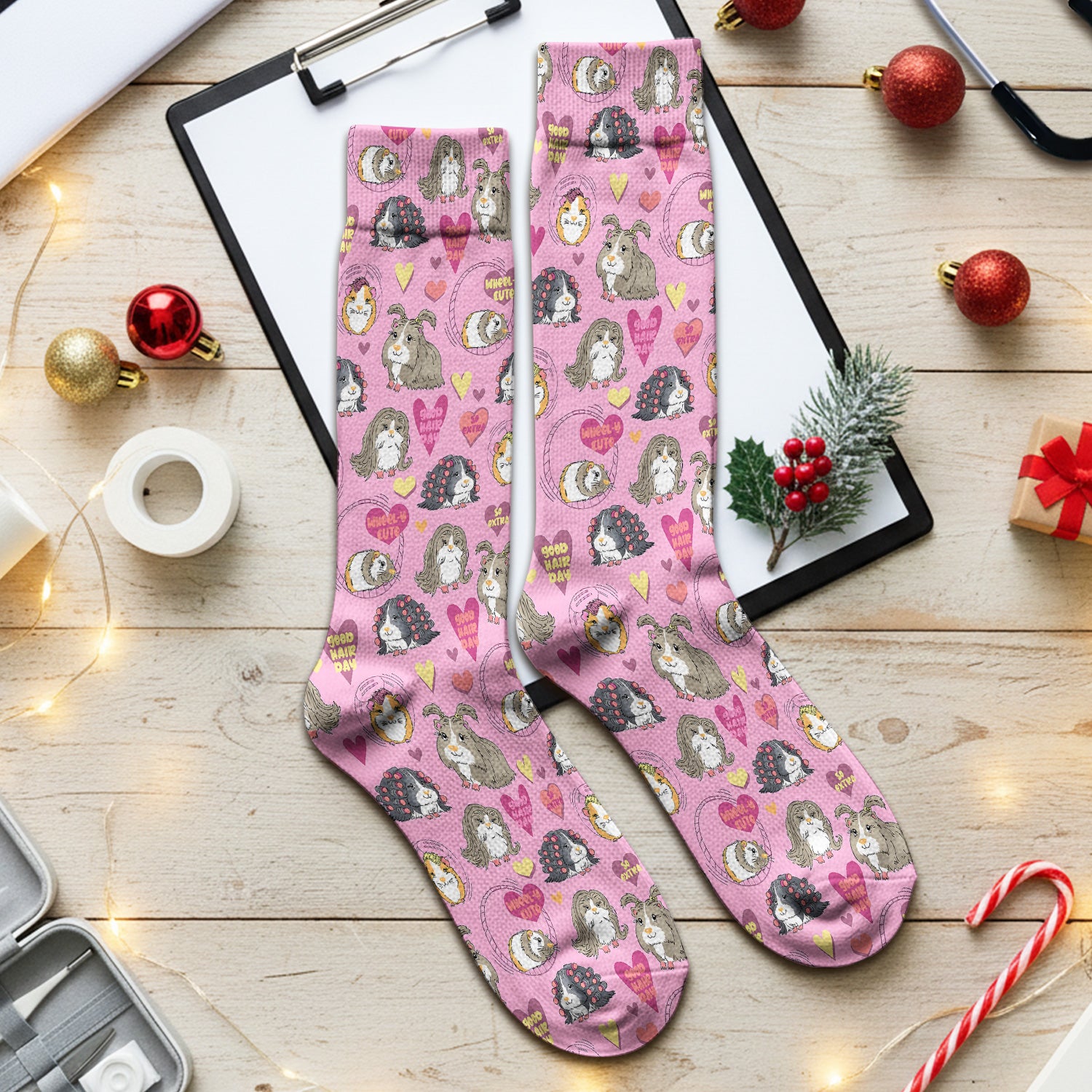 Cute Guinea Pig Heart Pattern Socks, Adult Socks for Men and Women