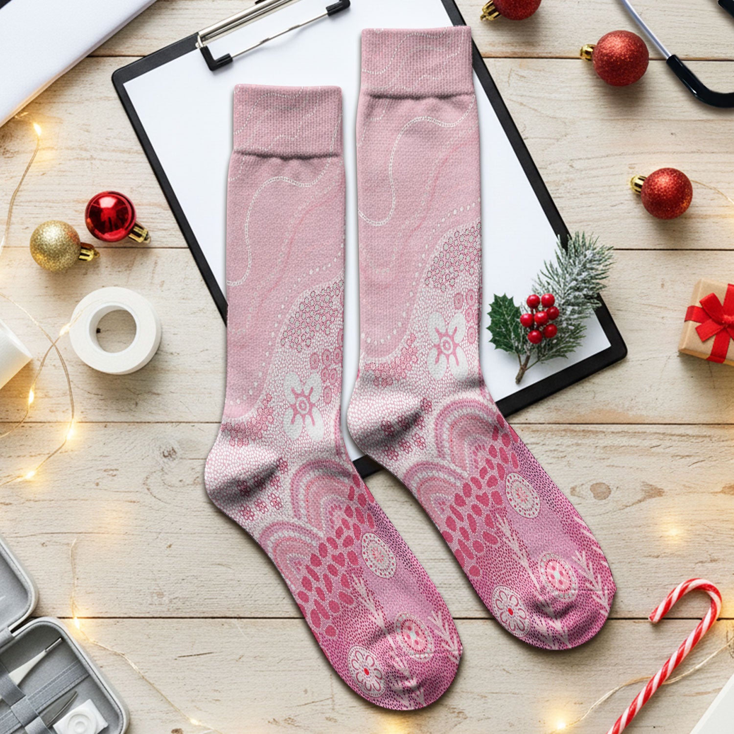 Floral Mandala Dot Pattern Medical Sock, Socks for Nurse Doctor Adults