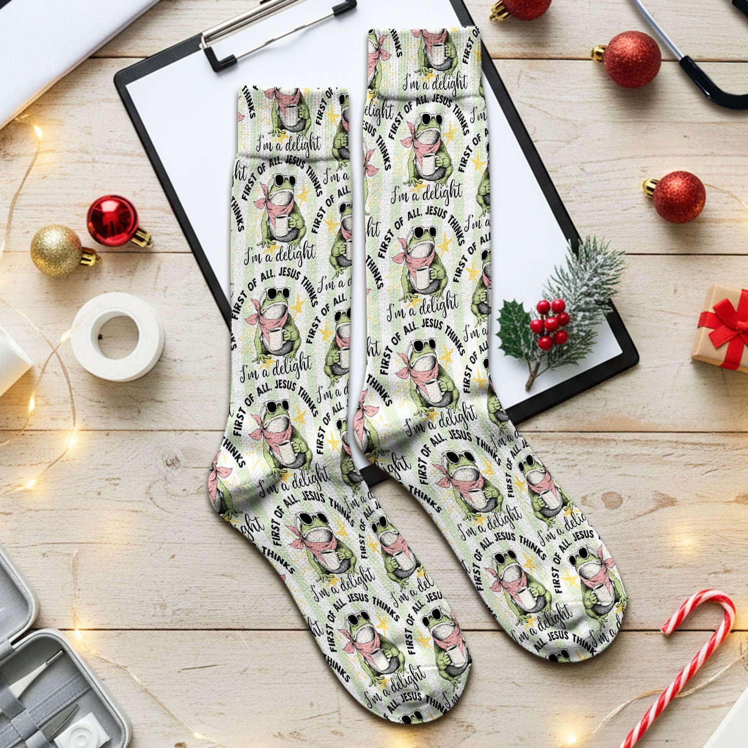 Funny Frog Coffee Quote Pattern Socks, Adult Socks for Men and Women