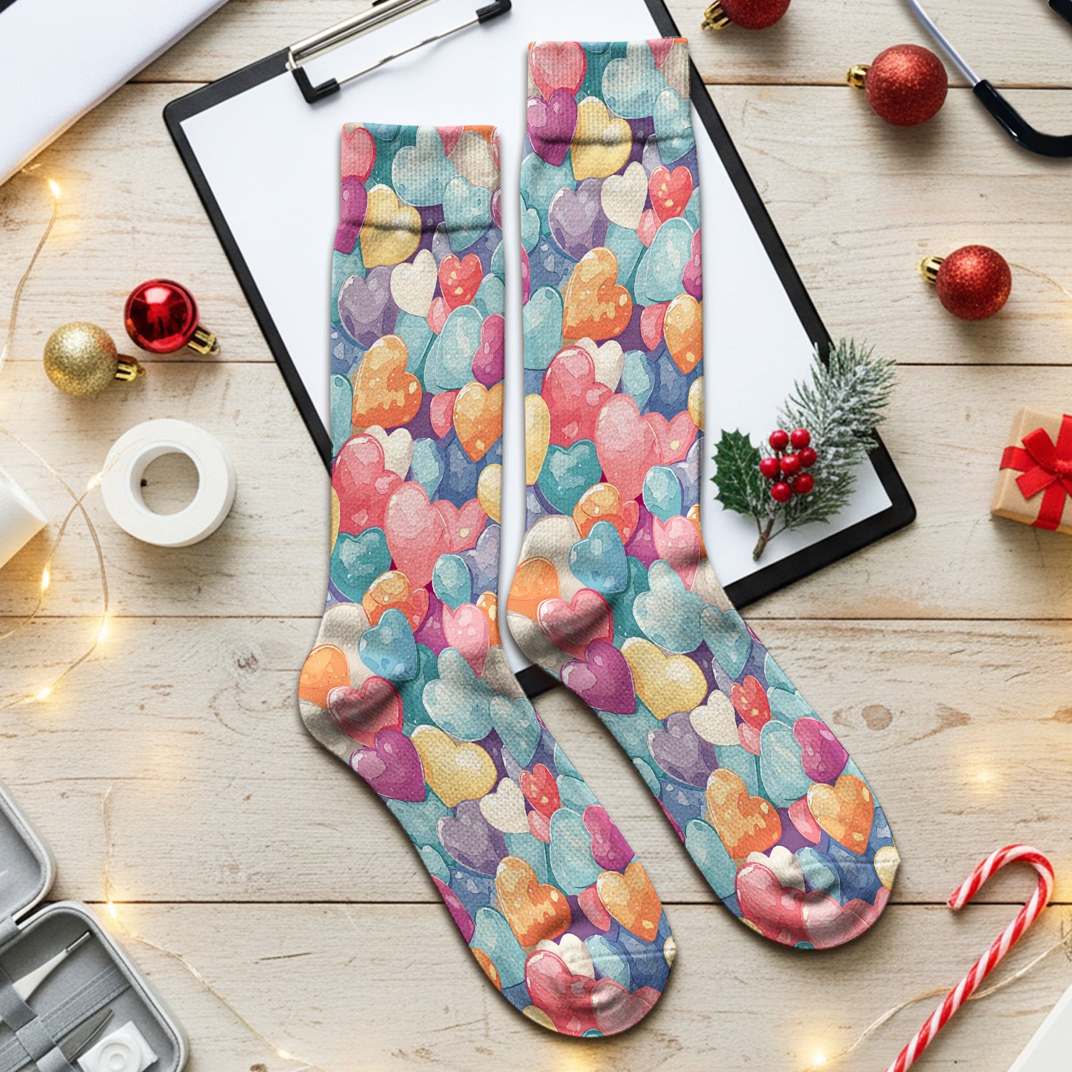 Sweet Valentine Heart Pediatric Pattern Socks, Adult Socks for Men and Women