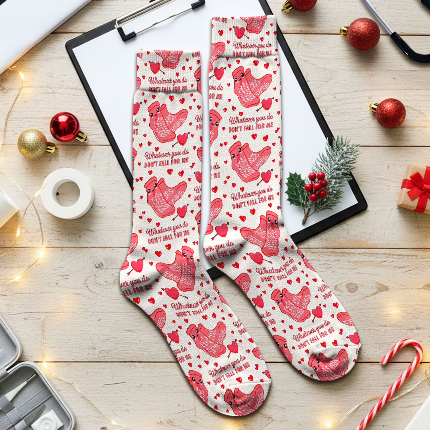 Valentine Funny Love Quote Sock, Breathable Fabrics Medical Uniform