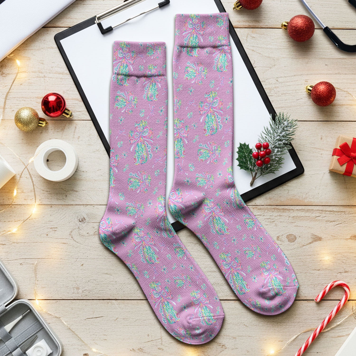 Colorful Bow Pattern Socks, Adult Socks for Men and Women