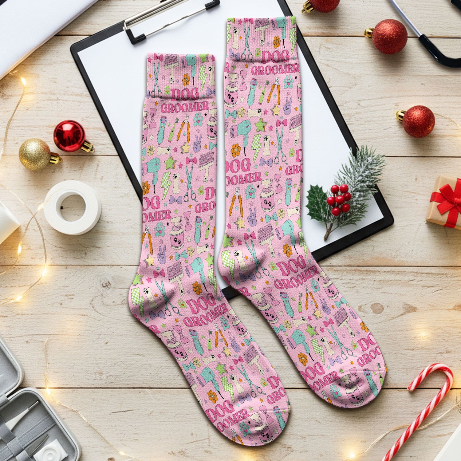 Dog Groomer Tools Pattern Medical Socks, Adult Socks for Men and Women