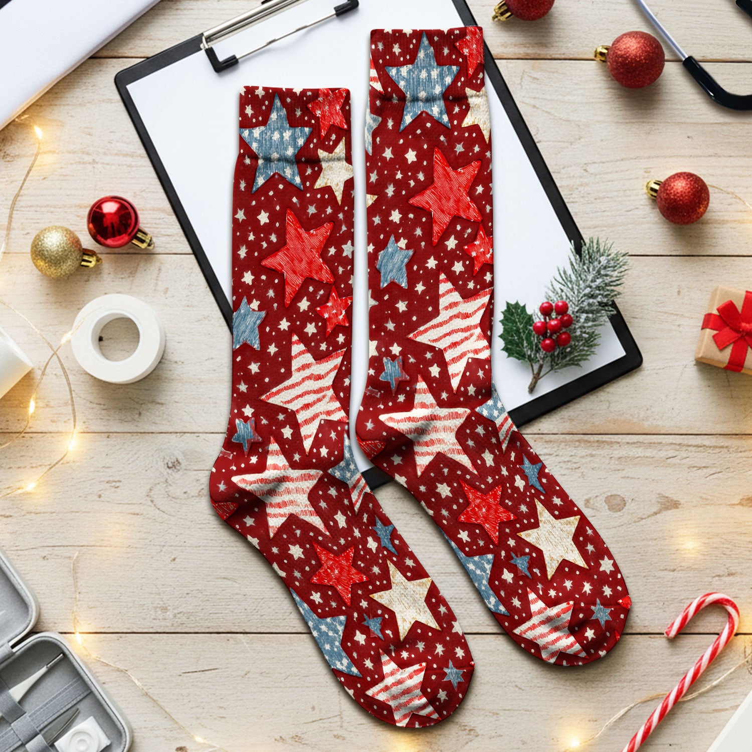 Patriotic Star Pattern Medical Socks, Adult Socks for Men and Women
