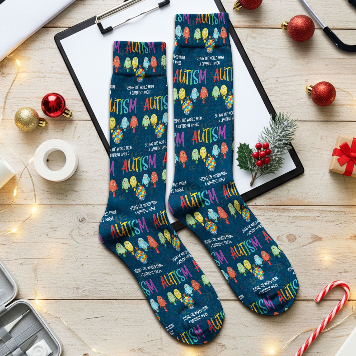 Autism Seeing The World From A Different Angle Birds Socks, Socks for Nurse Doctor