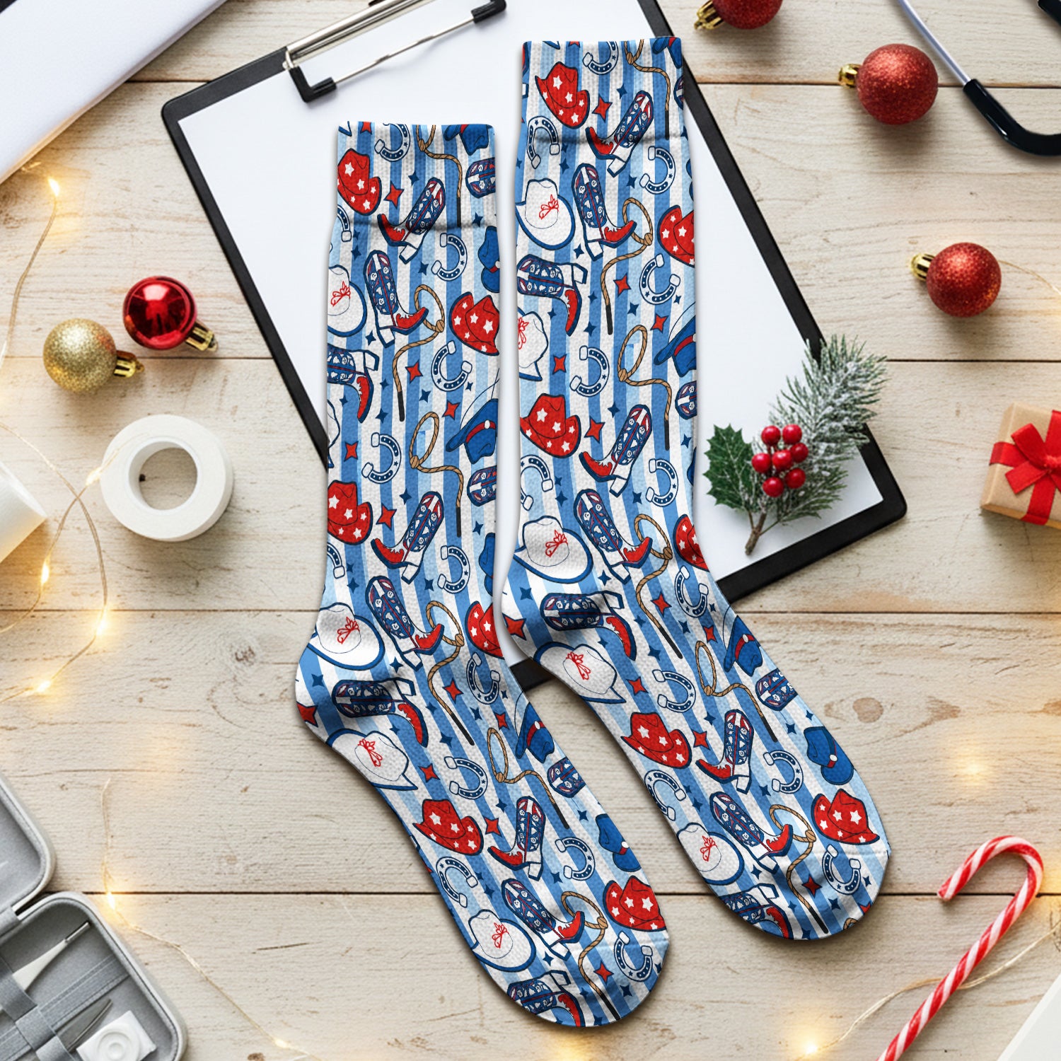 Western Cowboy Boots And Hats Print Socks, Adult Socks for Men and Women