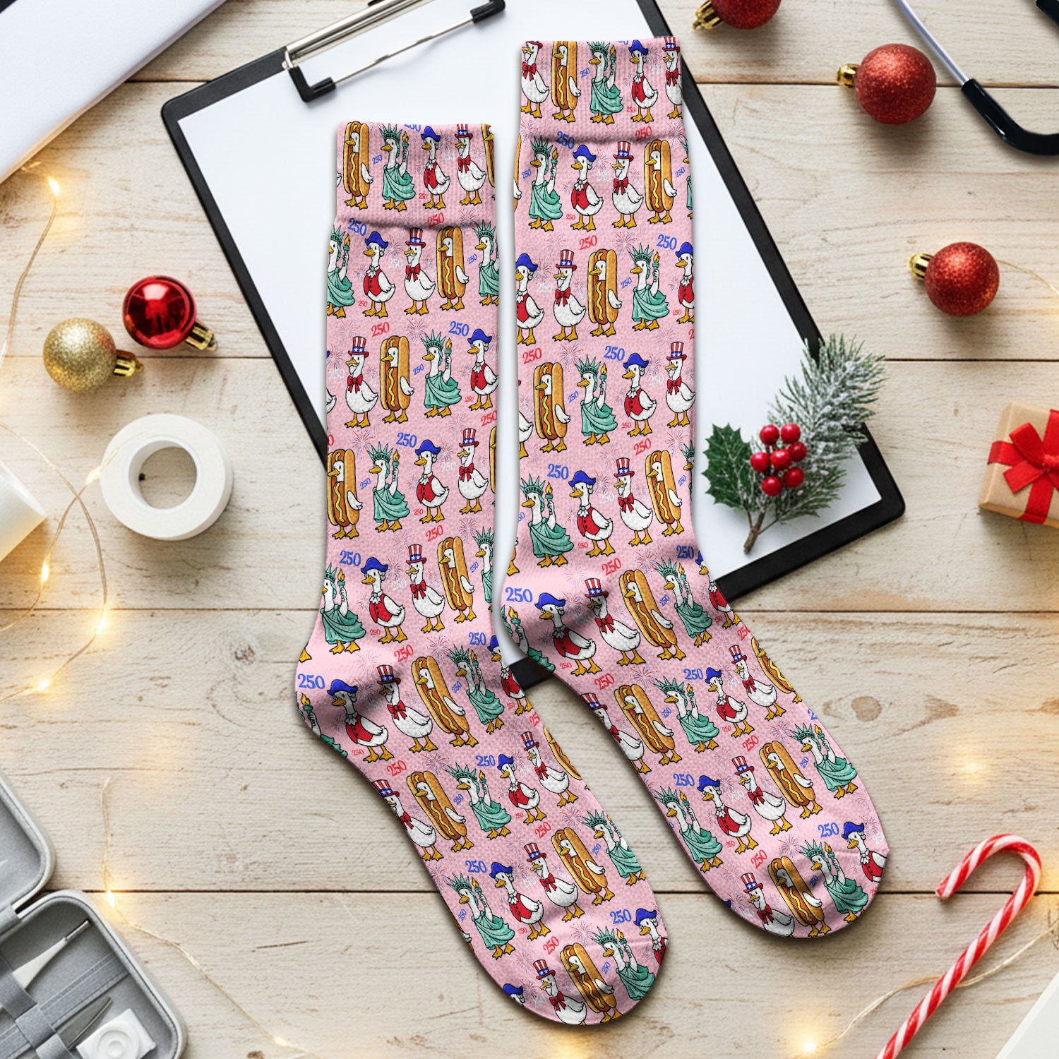 Patriotic Duck Independence Day Pattern Socks, Adult Socks for Men and Women