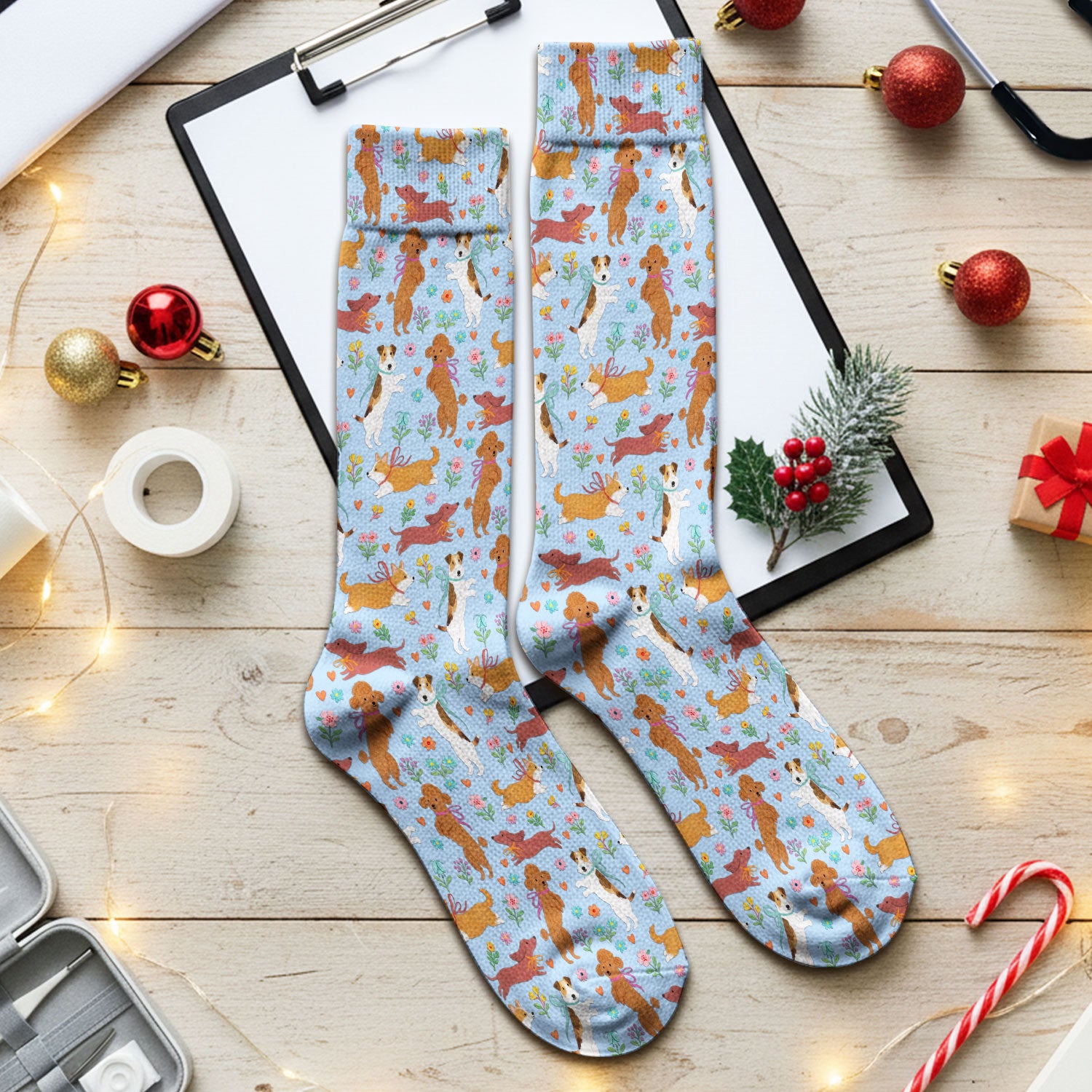 Cute Cartoon Dog Print Medical Socks, Socks for Nurse Doctor