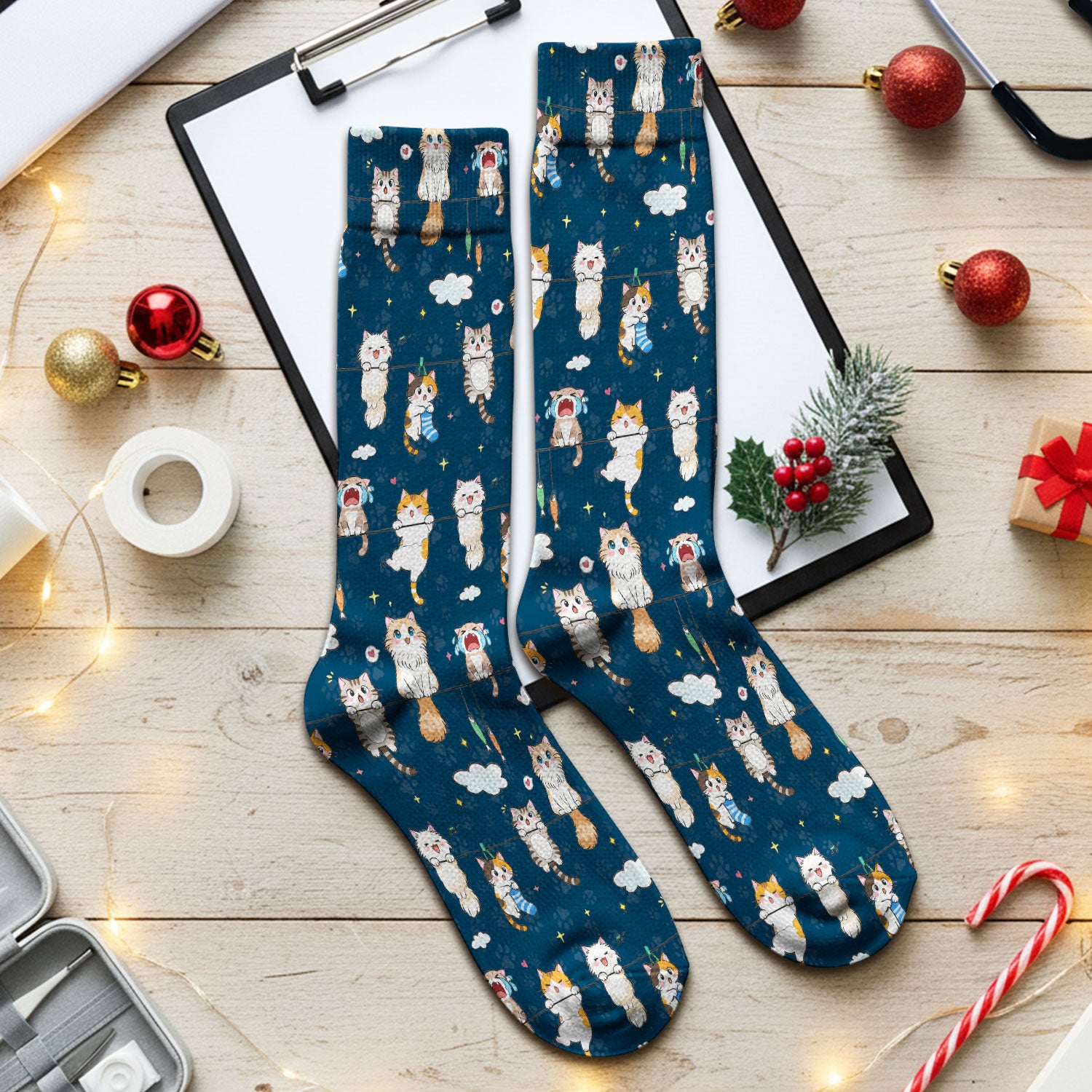 Funny Cats With Cute Expressions Pattern Socks, Adult Socks for Men and Women