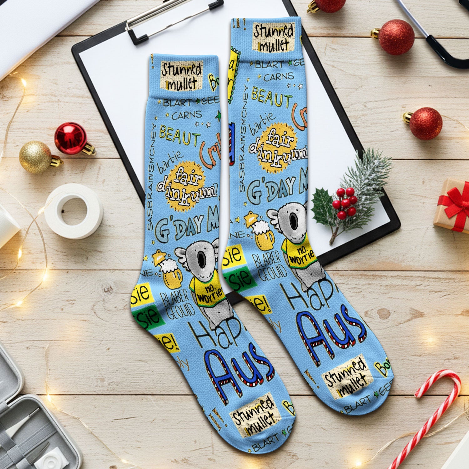 Cute Cartoon Koala Australia Pattern Medical Socks, Adult Socks for Men and Women