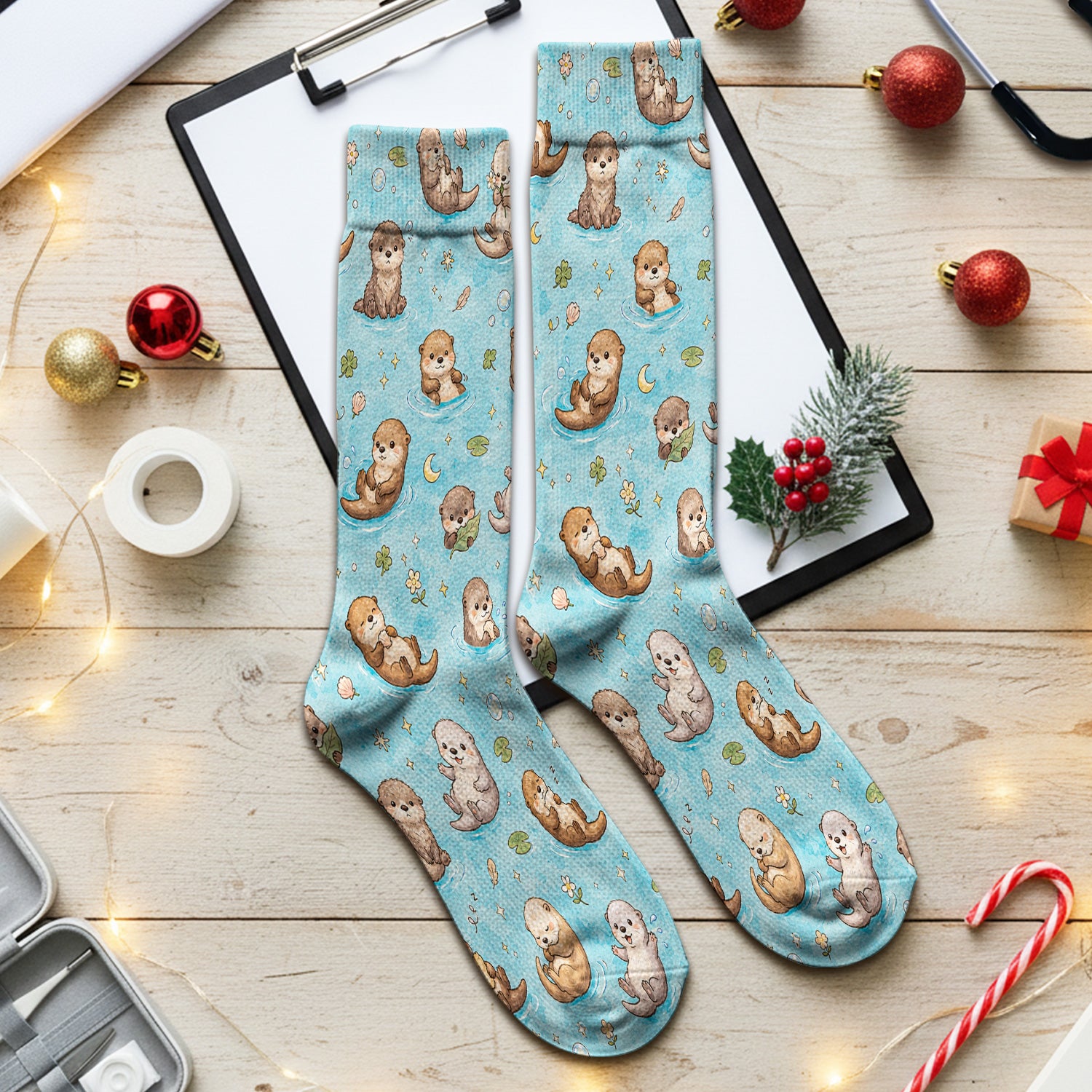 Cute Otter Pond Nurse Print Socks, Adult Socks for Men and Women