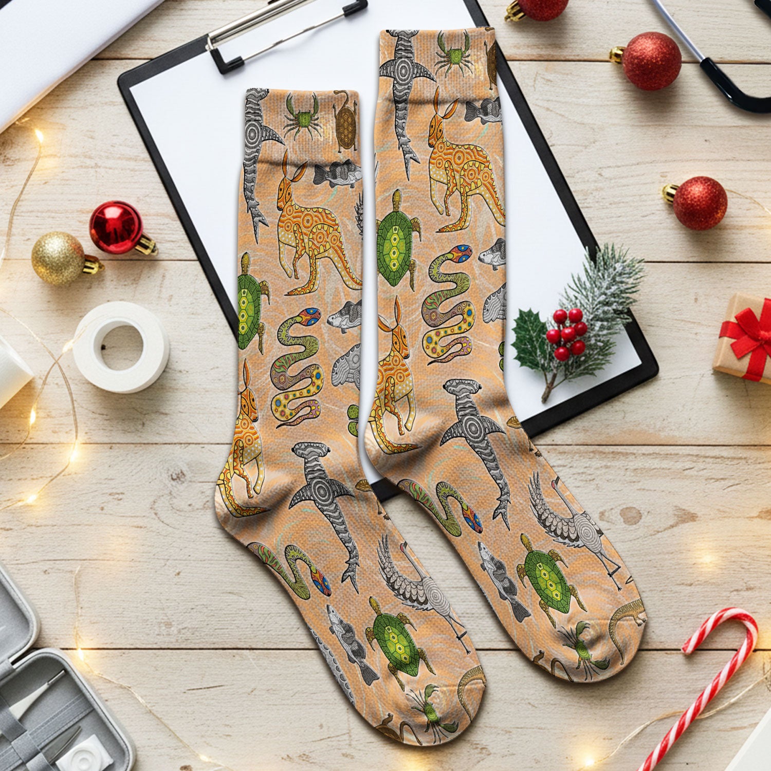 Crocodile Turtle Snake Animal Pattern Medical Socks, Nurse Doctor Uniform