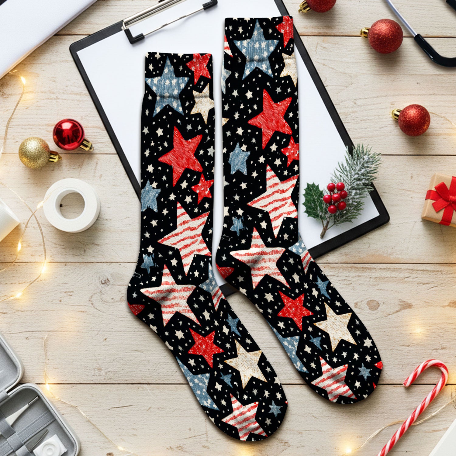 Patriotic Star Pattern Medical Socks, Adult Socks for Men and Women